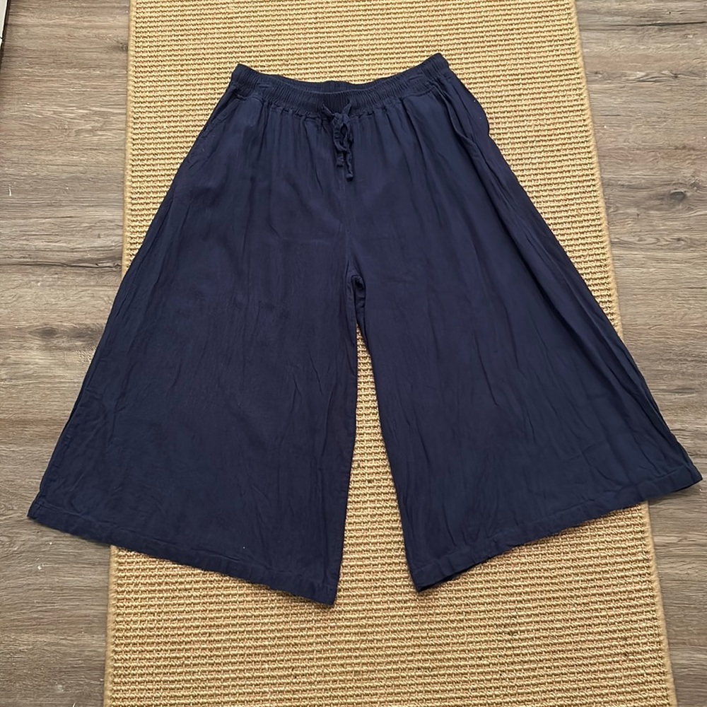 Linen/Cotten blend wide leg casual pants